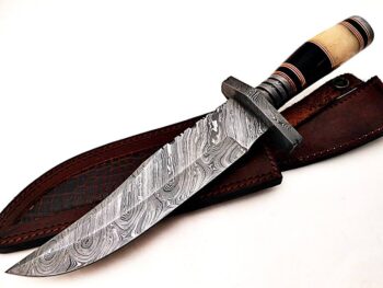 Beautiful-Custom-Handmade-Damascus-Steel-Hunting-Bowie-Knife-Natural-Camel-Bone-With-Buffalo-Horn-Handle