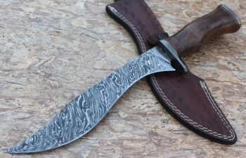 Beautiful-Custom-Handmade-Damascus-Steel-Hunting-Bowie-Knife-Natural-Rose-Wood-Handle