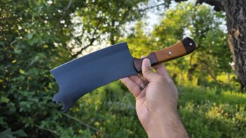 Carbon-Steel-Chef-Kitchen-Cleaver-Knife-With-Rose-Wood-And-Olive-Wood-Handle